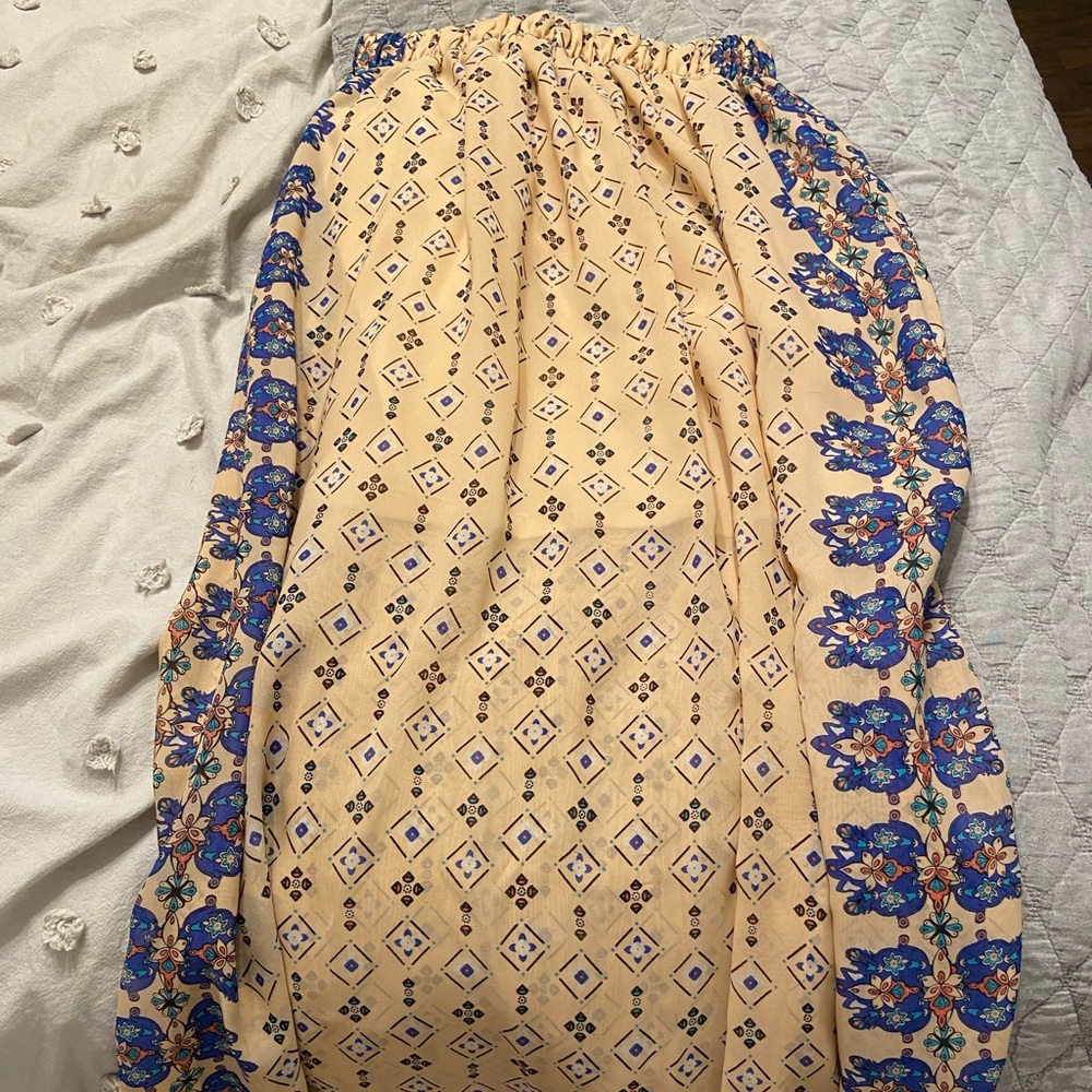 Francescas Small blue and tan maxi skirt